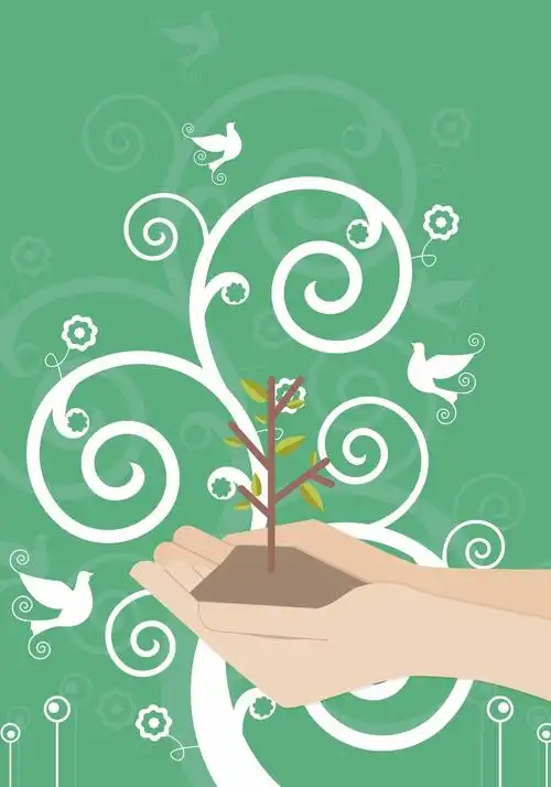 保护绿色植物线条绿色背景