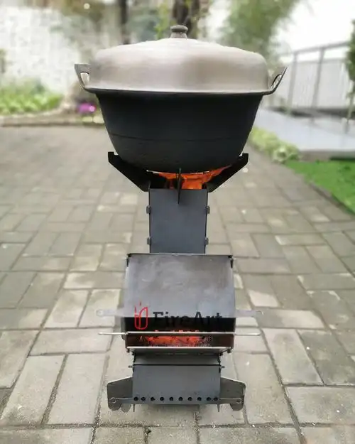 方之豪火箭炉户外烧柴炉猛火车载便携户外野炊具大号升级家用柴灶室外