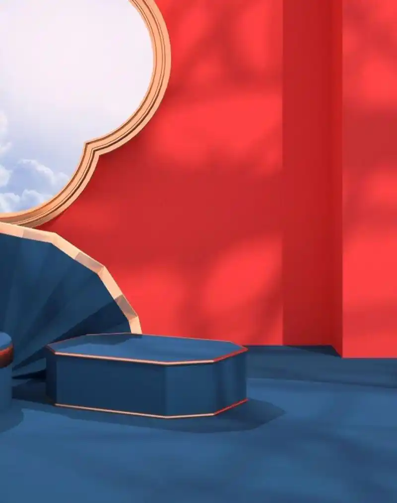 中国风红色3d场景|产品展示拍摄背景 98我是阿念,每天更新美业素材