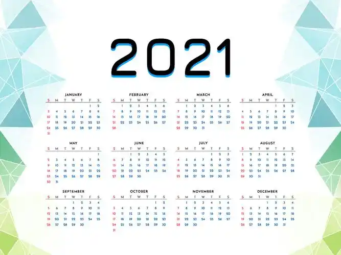 多边形几何设计2021年日历矢量素材(eps)