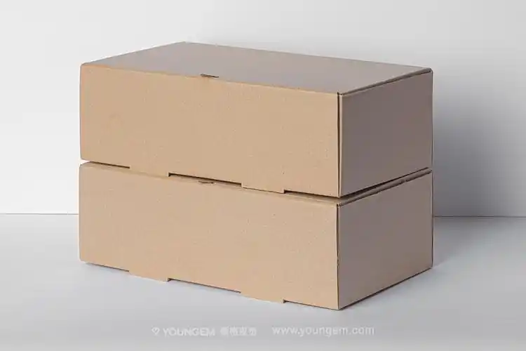 长方形快递物流打包纸箱盒子包装设计贴图ps样机素材展示效果模板
