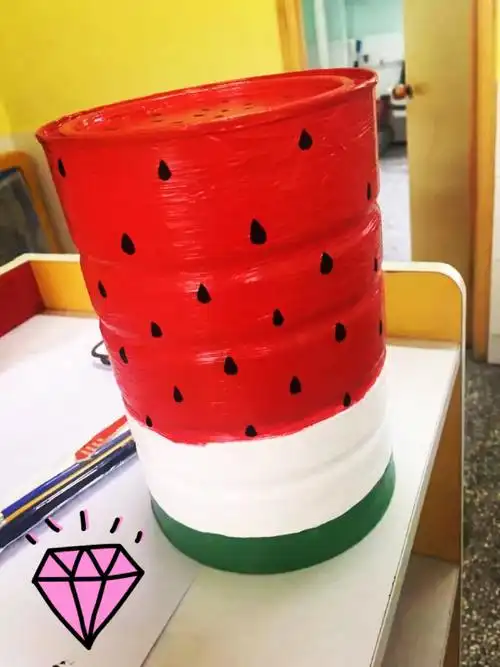 西瓜罐(奶粉罐绘画)
