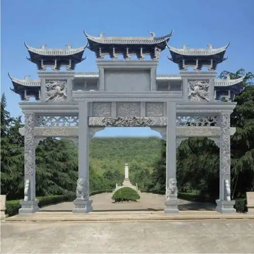 石雕牌楼牌坊家用石雕门楼仿古建牌楼大理石牌楼三门石牌楼