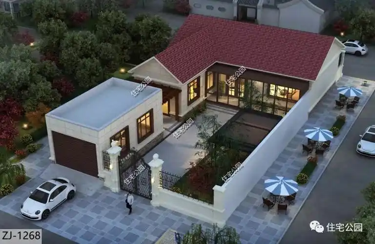 农村盖个小院就是好车库菜地全齐了1429米一层小院