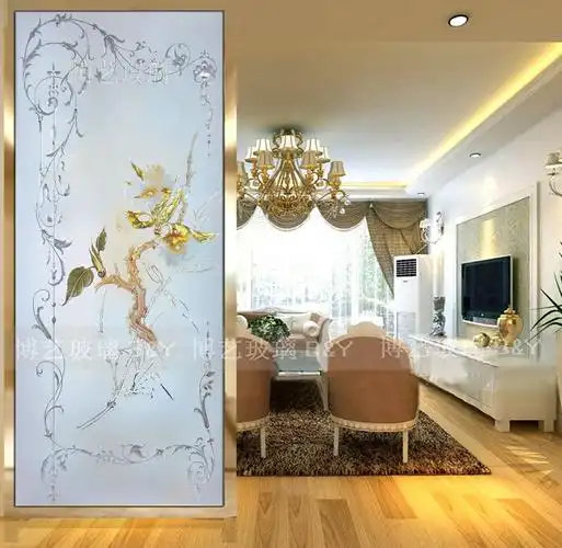 艺术玻璃 深雕玄关 简欧隔断 现代 简约 玄关鞋柜上雕花玻璃 双面