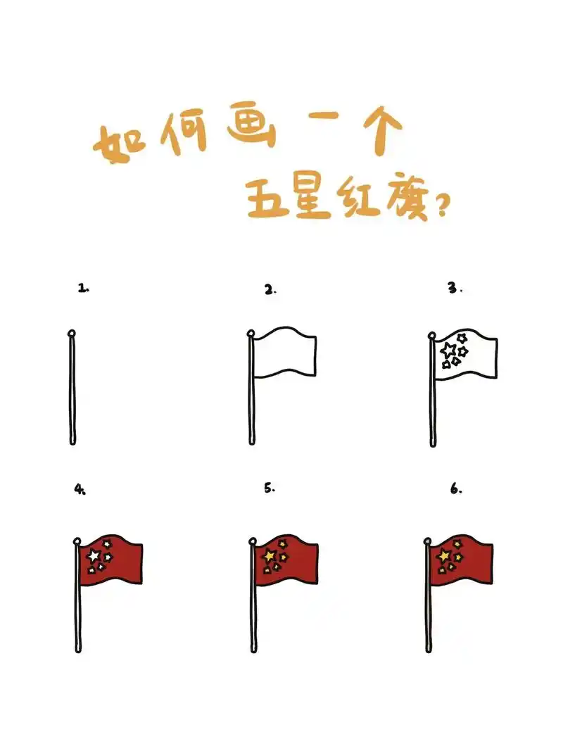 【简笔画】如何画国旗.#图文伙伴计划 #我为祖国喝彩 #简笔 - 抖音
