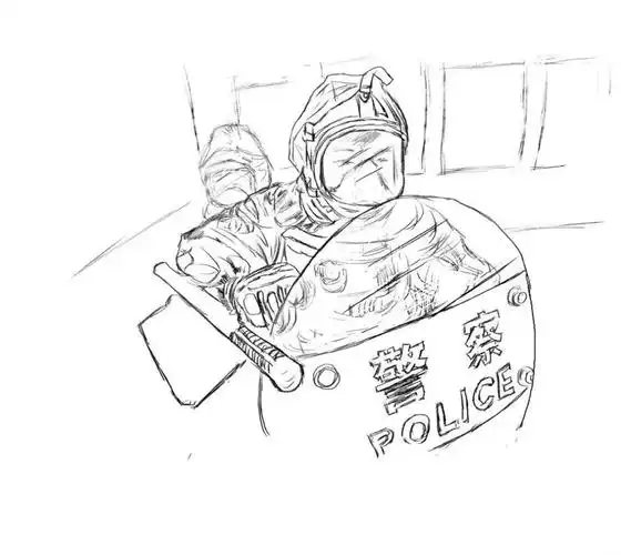 速写!画出特警战"疫"一线,最美的你