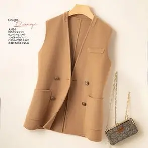羊绒马甲女双面呢背心高端外搭马甲坎肩羊毛呢子无袖外套秋冬新款