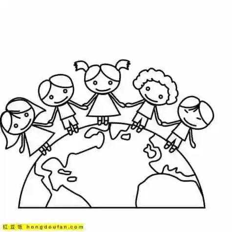 两个小朋友画画的简笔画