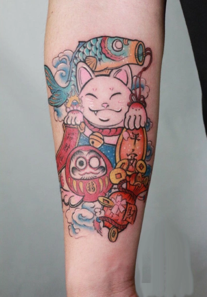 招财猫纹身图案大全 萌萌的招财猫(21)