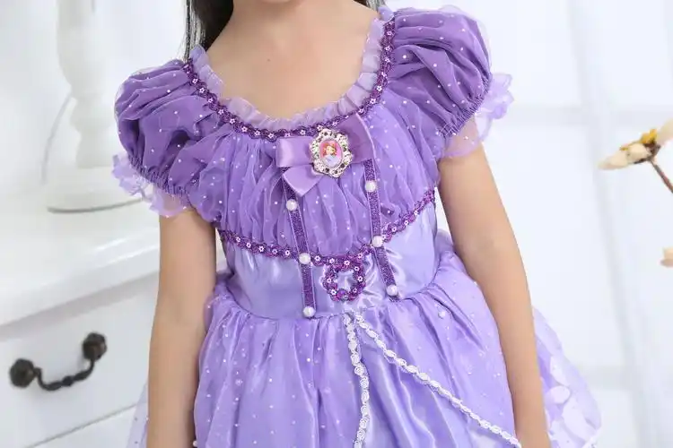 2018新款紫色苏菲亚公主裙短款礼服裙六一万圣节表演服一件代发