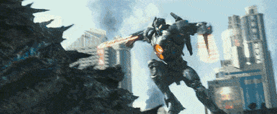 比如近几年推出的《环太平洋》系列电影,影片中主人公身处机甲战士