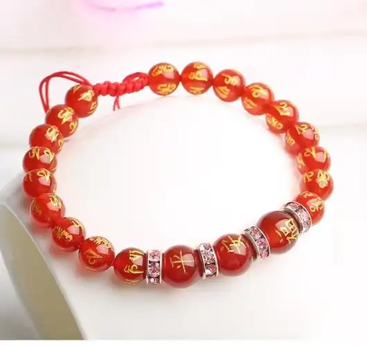 带姓名珠子手链定制情侣姓名手链定制挂件玛瑙珠子带字百家姓刻名字