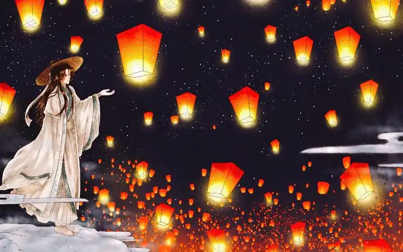 【天官赐福/谢怜/sai板绘】三千灯长明