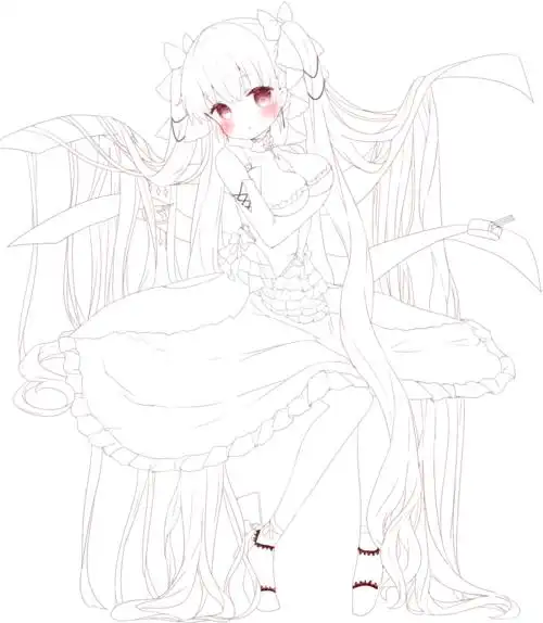 绘画素材分享线稿分享第2期新手练习动漫萝莉风少女线稿84p