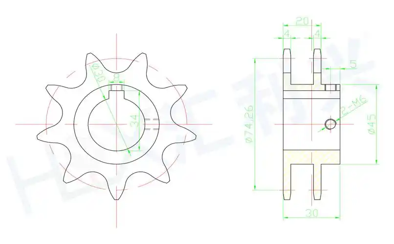 组装线张紧装置链轮-2.5倍速链轮【节距25.4 】9齿倍速链轮