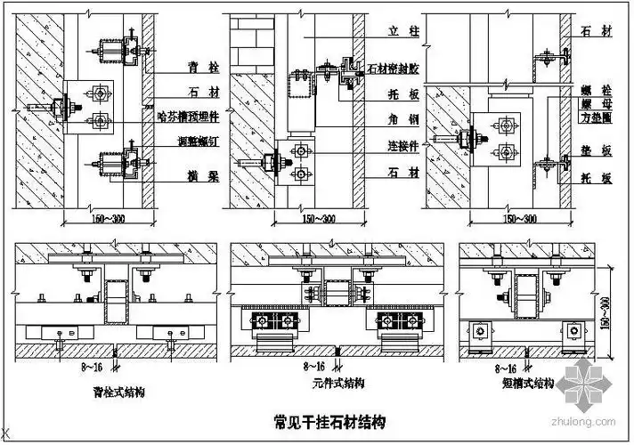 [资料]某常见 干挂石材结构 节点构造详图