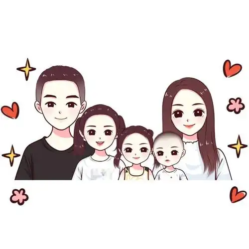 幸福一家三口,四口,五口微信头像,唯美手绘头像图集