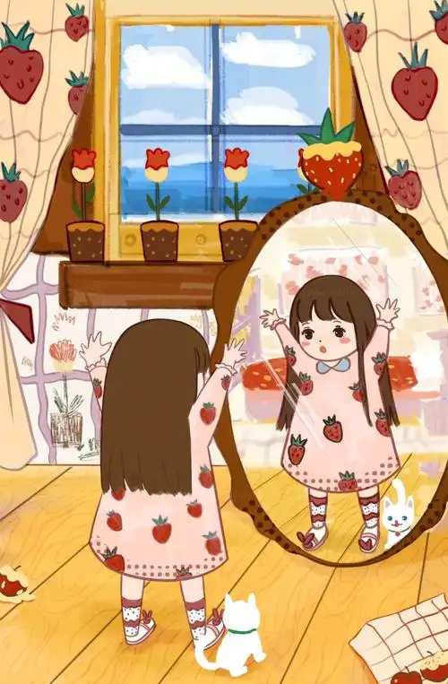 照镜子_yyccc橙子__插画师作品_涂鸦王国gracg.com