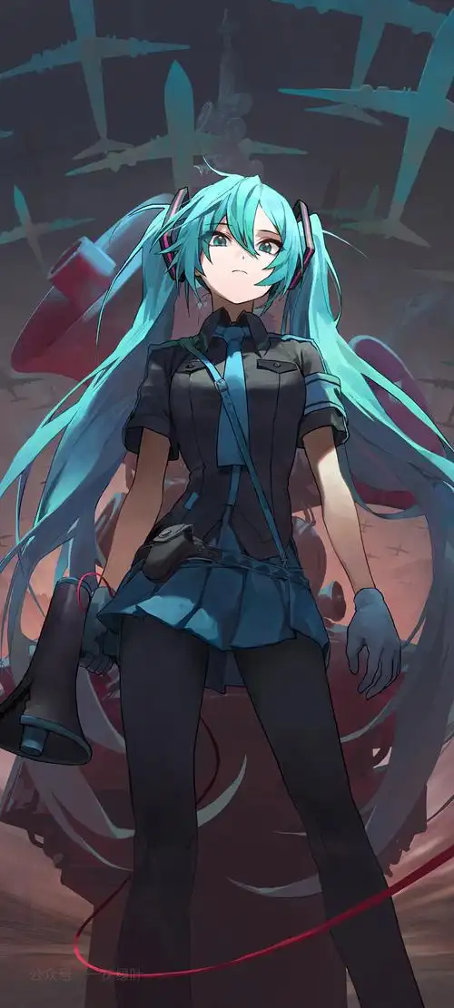 初音未来黑色裤袜 帅气初音手机壁纸