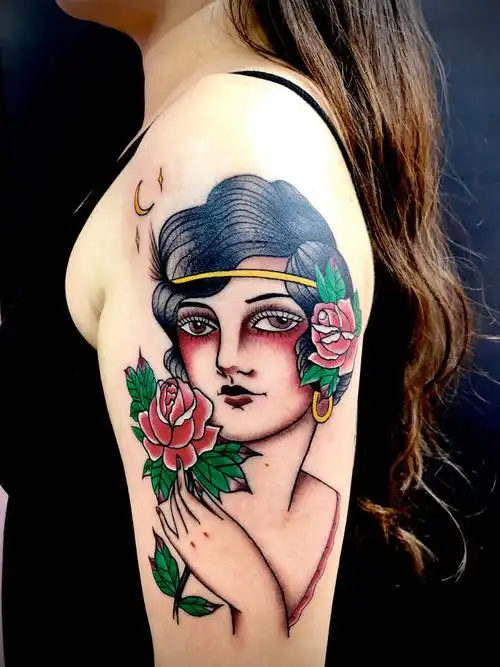 old school女郎_纹身图案手稿图片_原野的纹身作品集