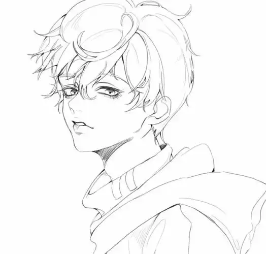 人物绘画,帅气的卡通男士线稿