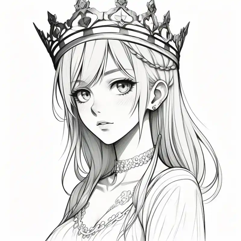 黑白素描动漫女生头像9407