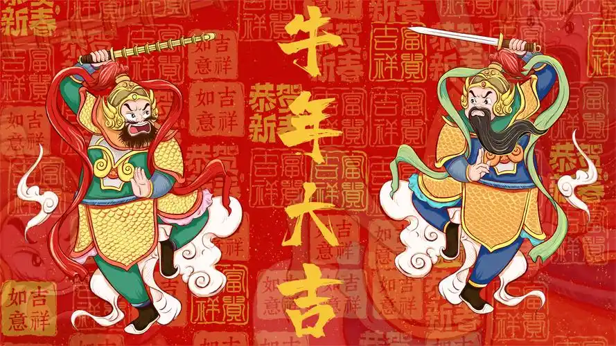 2021年牛年新年门神 桌面壁纸