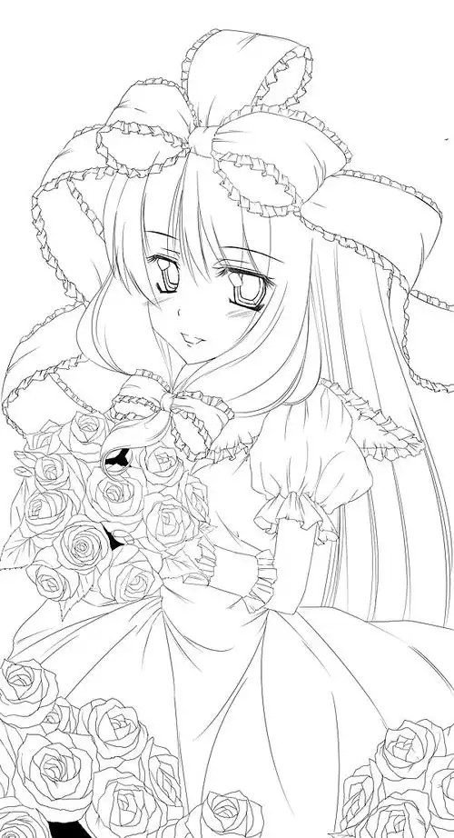 线稿漫画卡通人物绘画平面灵感素材二次元高清白底大图