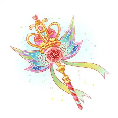 儿童节魔法棒玫瑰精灵蝴蝶翅膀皇冠星星卡通简笔画插画免扣素材