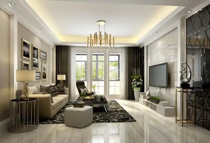 房子简约风格家居电视墙装修2021_装信通网效果图