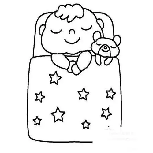 儿童在床上睡觉简笔画