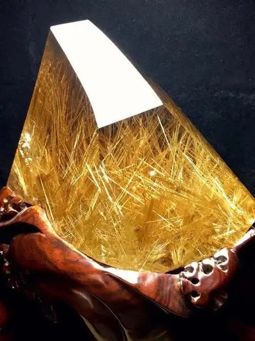 鸿硕晶珍藏巴西天然钛晶原石景石摆件晶体通透发丝粗礼品家居办公