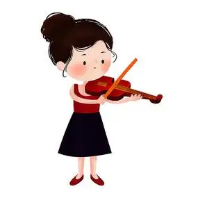 原创可爱卡通拉提琴美女