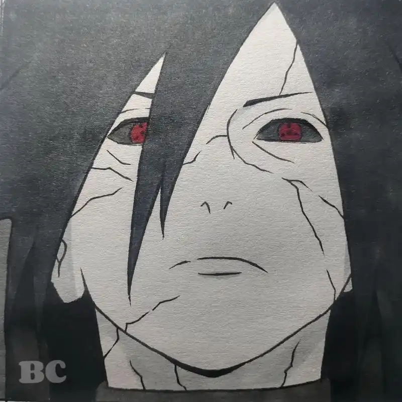 要燃起来了#宇智波斑 #手绘教程 #黑白画 - 抖音