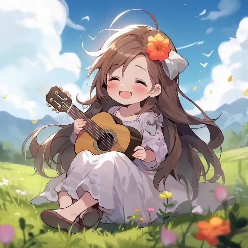可爱女生头像:弹吉他的女孩
