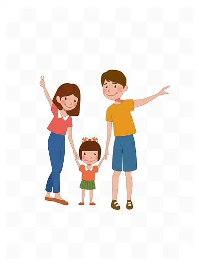 可爱唯美纯色卡通亲子旅游合照元素下载