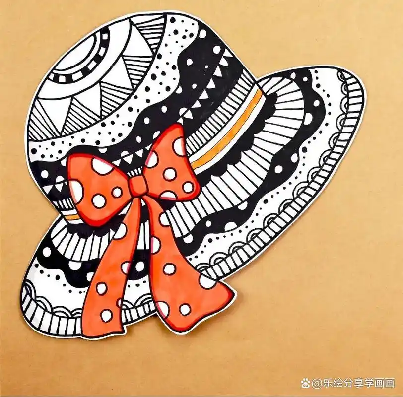 儿童画教程|创意线描艺术课——一顶时尚的太阳帽