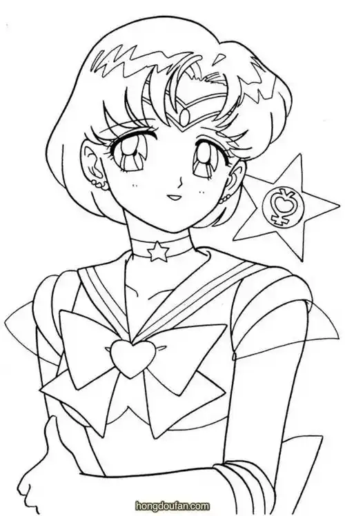 可爱美丽的二次元美少女公主涂色图片免费下载-红豆饭小学生简笔画
