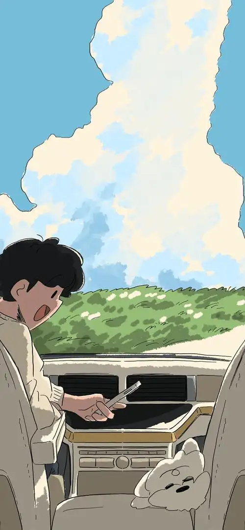 黑白调手机壁纸 稀缺男生插画壁纸