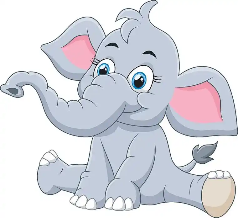 可爱的小象独自坐着