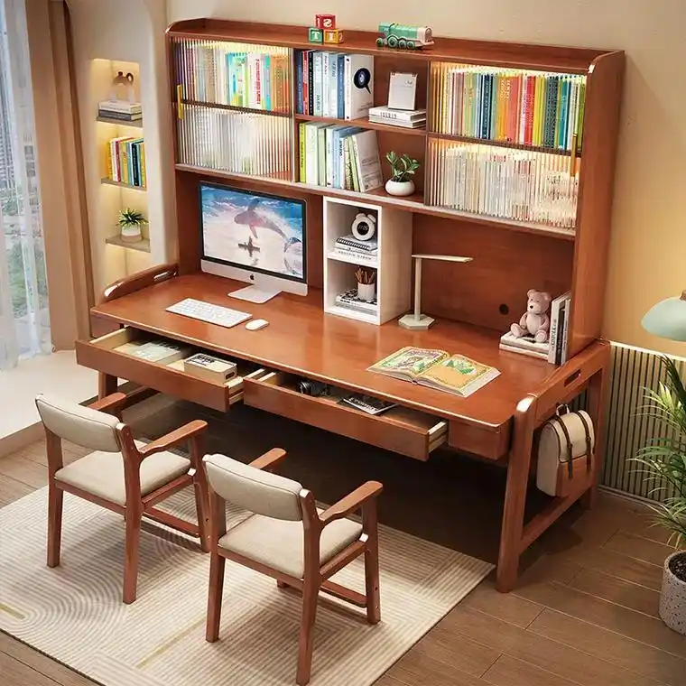 书桌书架一体,简约又实用,让我的书房变得更整洁了.升降设计很 - 抖音