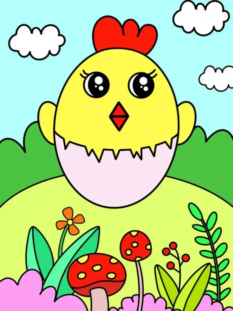 可爱的小鸡 出壳小鸡 创意画 儿童画 简笔画 #创意美术儿童画# #儿童