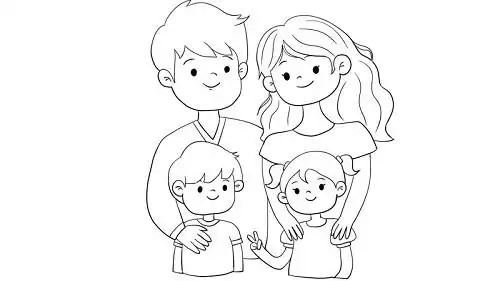全家福简笔画四口之家图片 全家福简笔画步骤教学-素描自学网