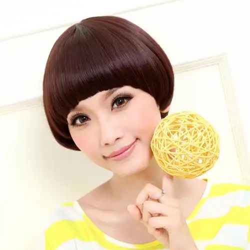 假发女短发酒红色逼真短直发帅气超斜自由分bobo头蓬松自然发套