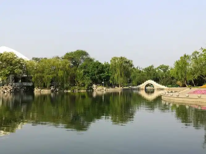 阳光明媚的早晨逛龙潭湖公园