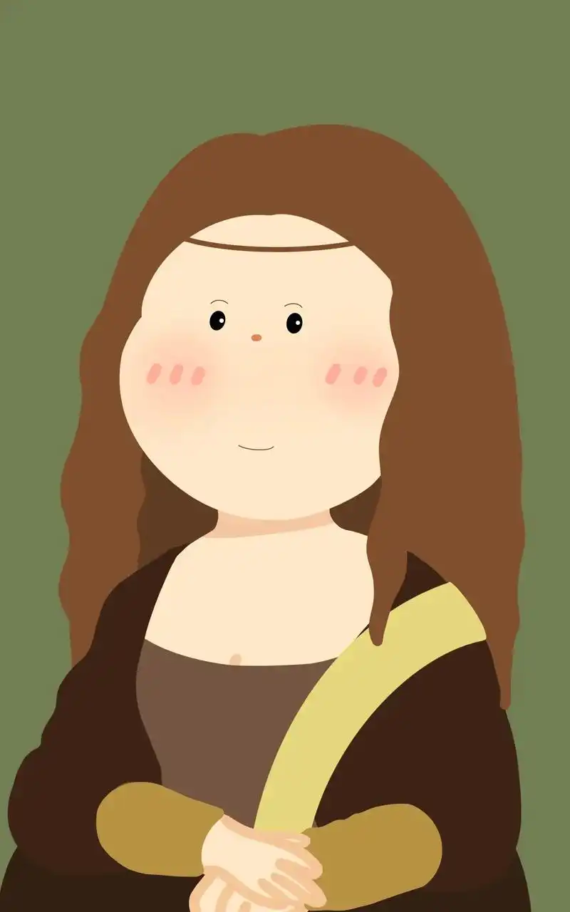 世界名画再创作|《蒙娜丽莎的微笑》原创插画|胖嘟嘟的蒙娜丽莎 - 抖