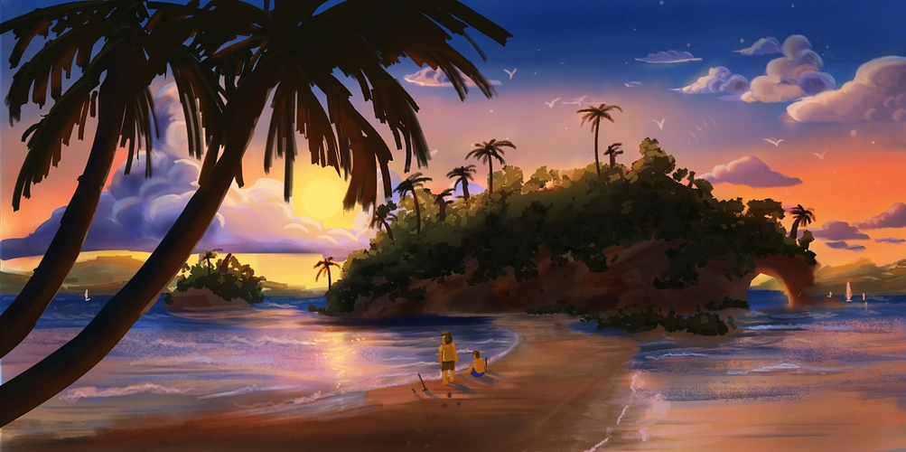 夏日傍晚的海滩|插画|创作习作|岚白 - 原创作品 - 站酷 (zcool)