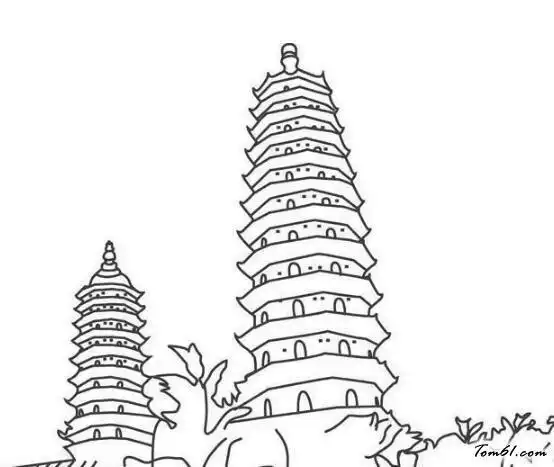 河南安阳灵泉寺北齐塔简笔画