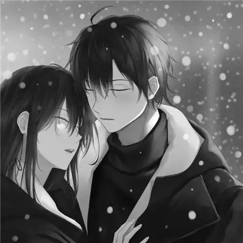 黑白动漫情头一左一右图片50组_情侣动漫头像_头像屋